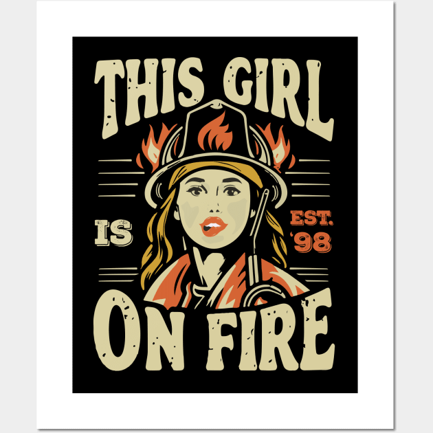 Fierce Firefighter Beauty Girl 98 Wall Art by ArtMichalS